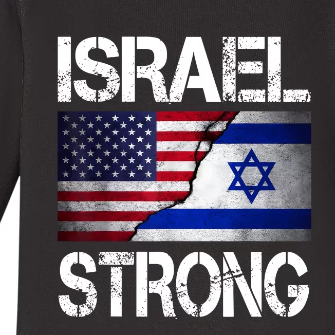 Israel Strong Pray For Israel Us Israel Flag Baby Long Sleeve Bodysuit