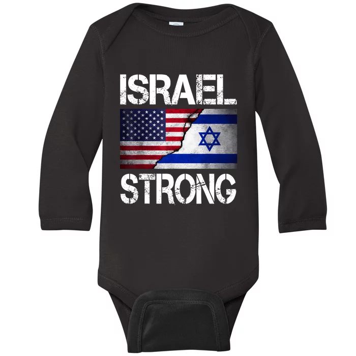 Israel Strong Pray For Israel Us Israel Flag Baby Long Sleeve Bodysuit