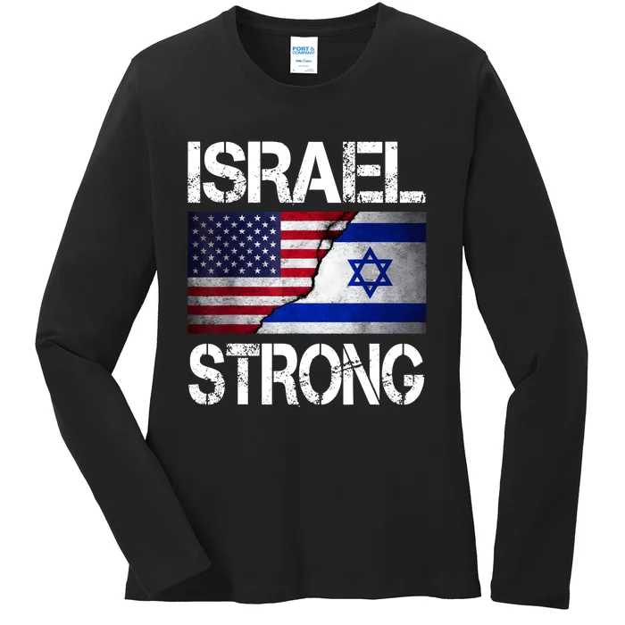 Israel Strong Pray For Israel Us Israel Flag Ladies Long Sleeve Shirt