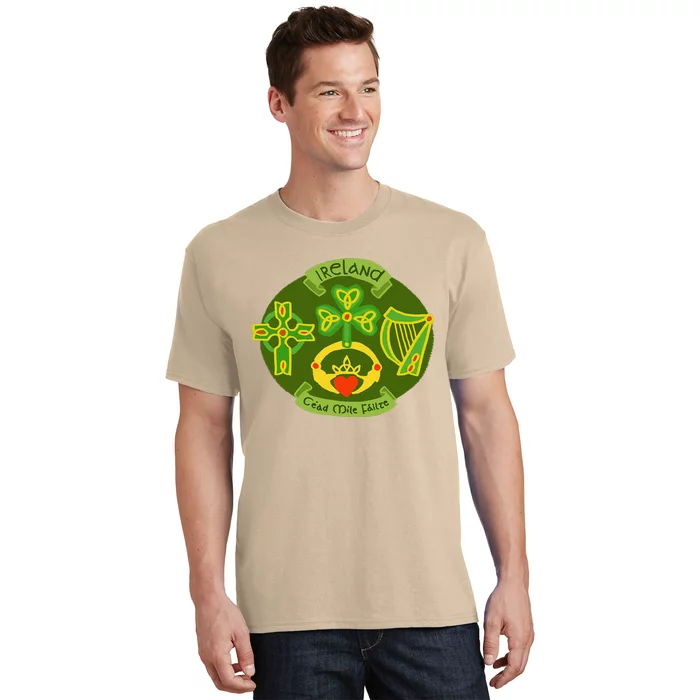 Ireland Saint Patrick's Day Celtic Cross Shamrock Green T-Shirt