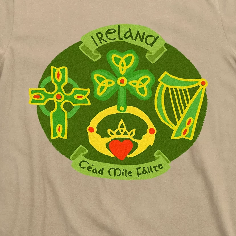 Ireland Saint Patrick's Day Celtic Cross Shamrock Green T-Shirt