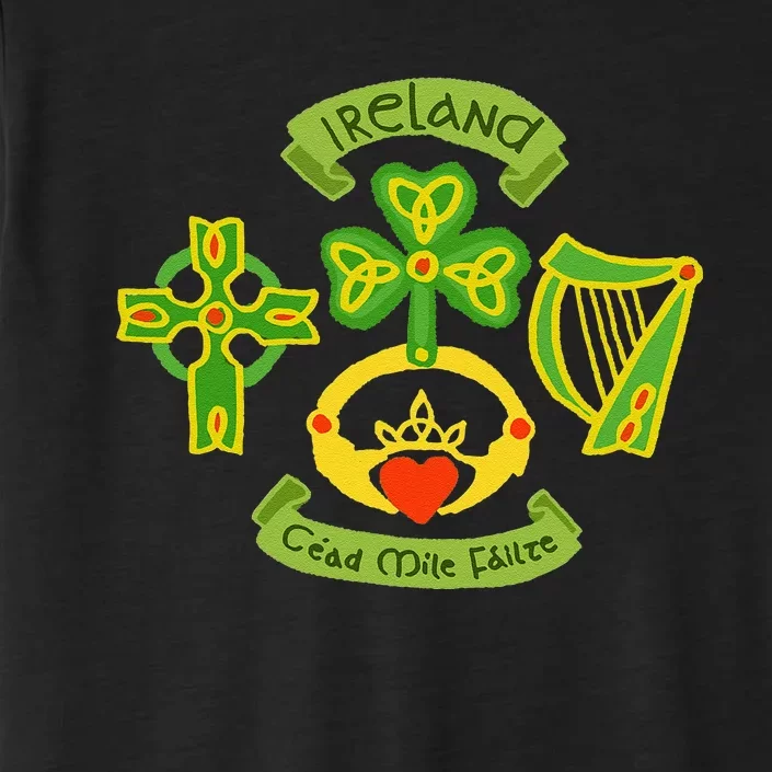 Ireland Saint Patrick's Day Celtic Cross Shamrock Green ChromaSoft Performance T-Shirt