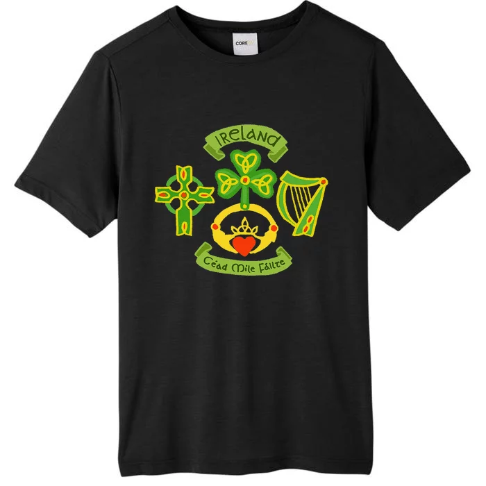 Ireland Saint Patrick's Day Celtic Cross Shamrock Green ChromaSoft Performance T-Shirt