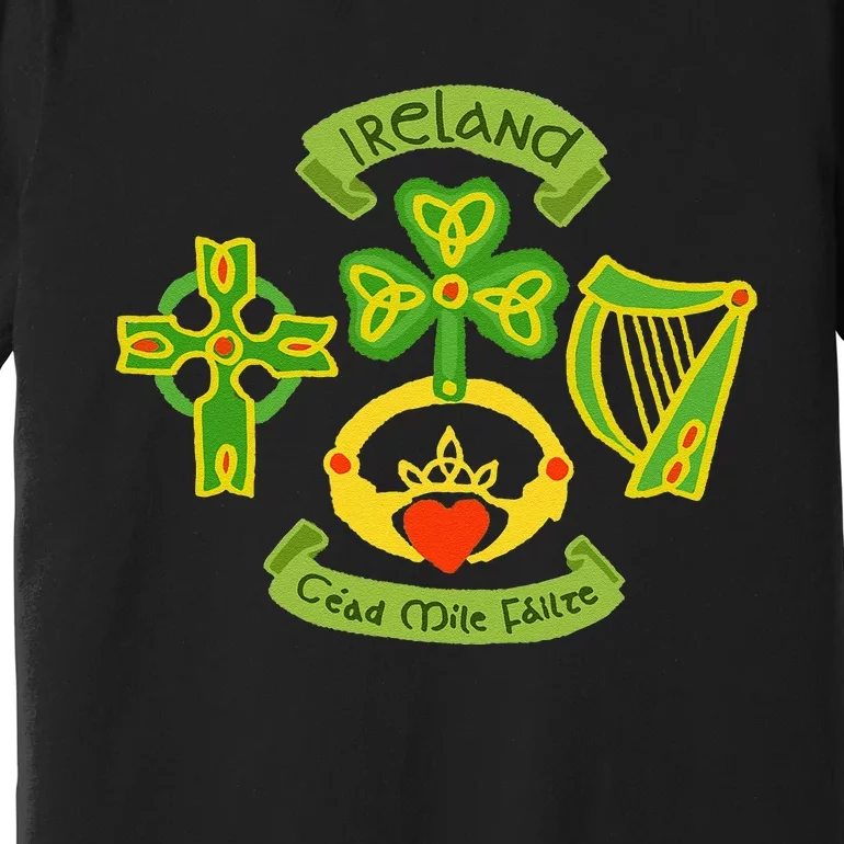 Ireland Saint Patrick's Day Celtic Cross Shamrock Green Premium T-Shirt