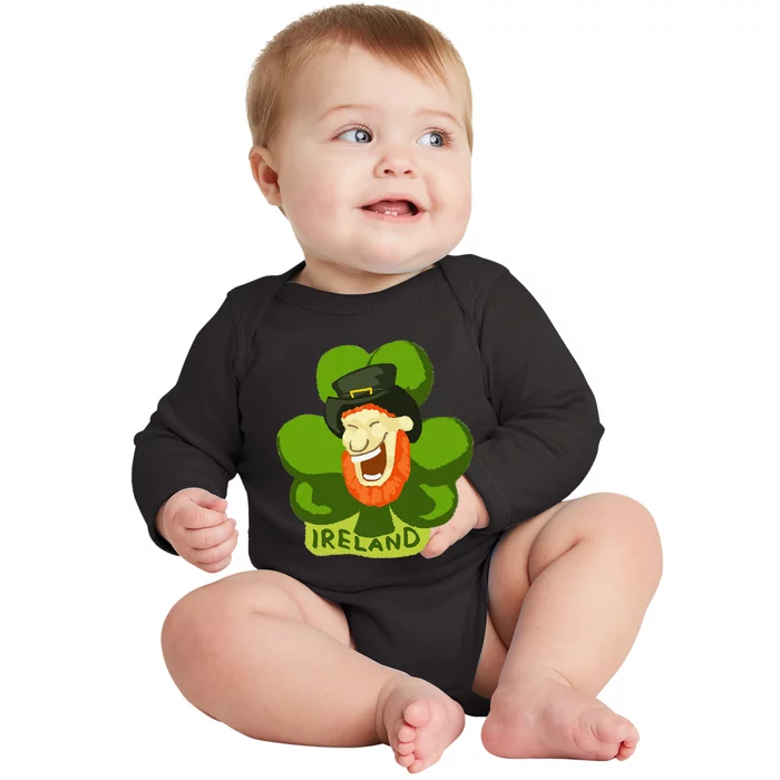 Ireland Saint Patrick's Day Leprechaun Shamrock Green Gift Baby Long Sleeve Bodysuit