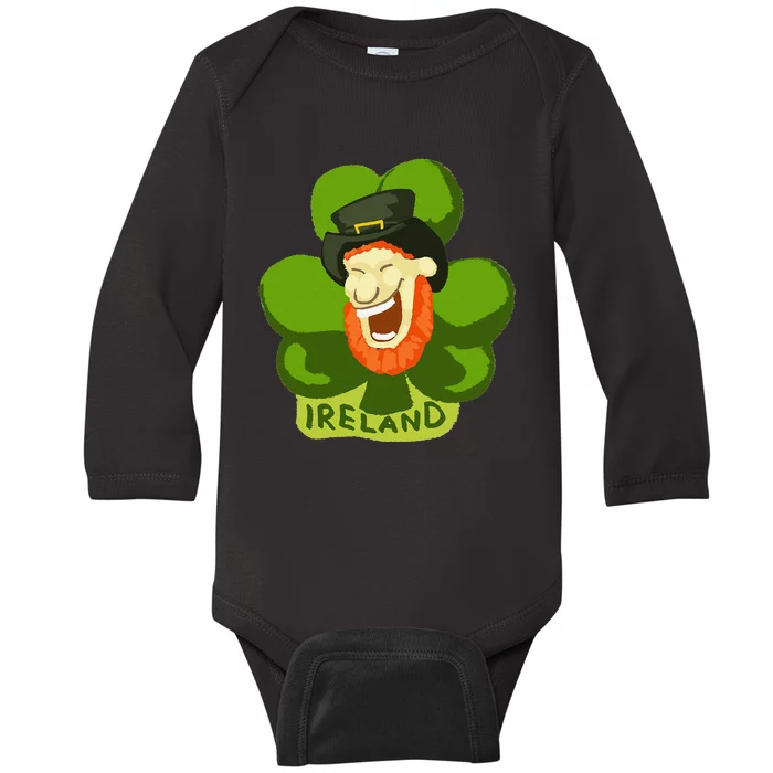 Ireland Saint Patrick's Day Leprechaun Shamrock Green Gift Baby Long Sleeve Bodysuit