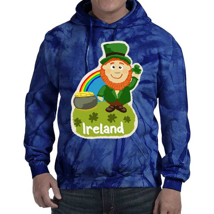 Ireland Saint Patrick's Day Leprechaun Shamrock Green Tie Dye Hoodie