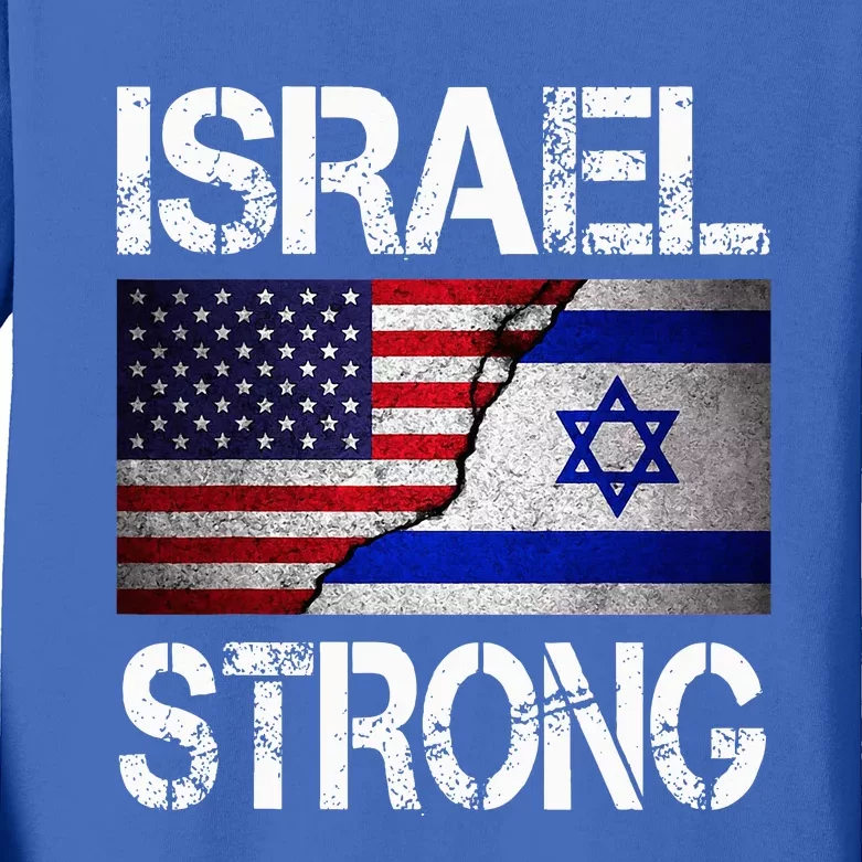 Israel Strong Pray For Israel US Israel Flag Kids Long Sleeve Shirt