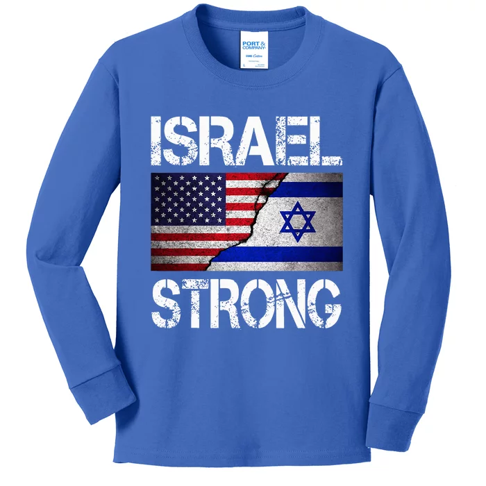 Israel Strong Pray For Israel US Israel Flag Kids Long Sleeve Shirt