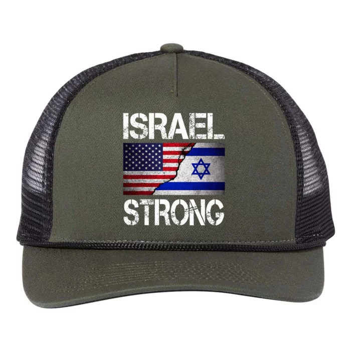 Israel Strong Pray For Israel US Israel Flag Retro Rope Trucker Hat Cap