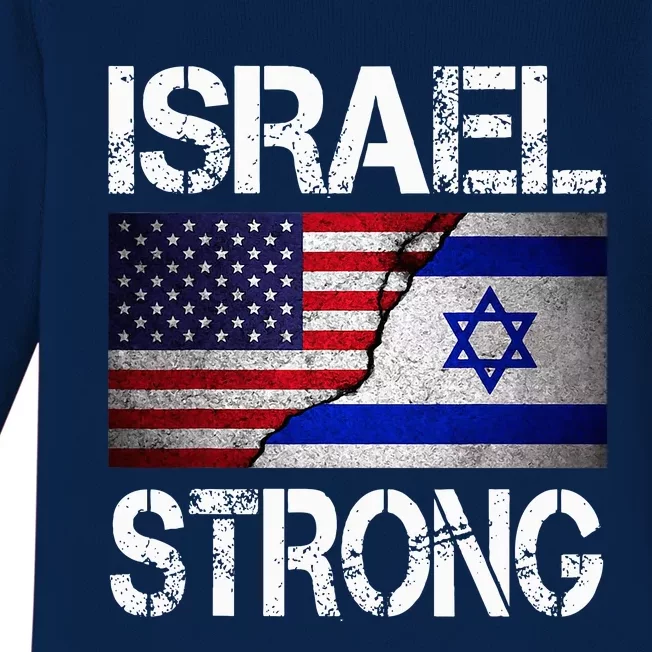 Israel Strong Pray For Israel US Israel Flag Baby Long Sleeve Bodysuit