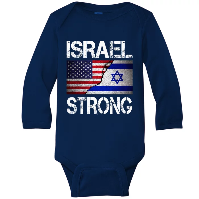 Israel Strong Pray For Israel US Israel Flag Baby Long Sleeve Bodysuit