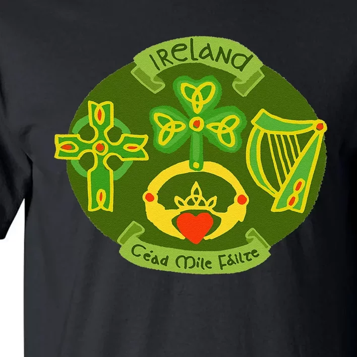 Ireland Saint Patrick's Day Celtic Cross Shamrock Green Gift Tall T-Shirt