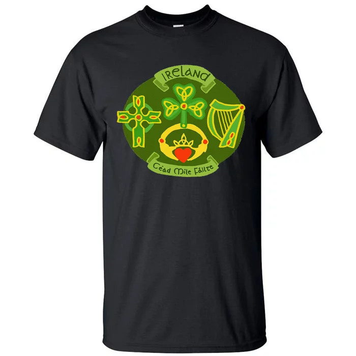 Ireland Saint Patrick's Day Celtic Cross Shamrock Green Gift Tall T-Shirt