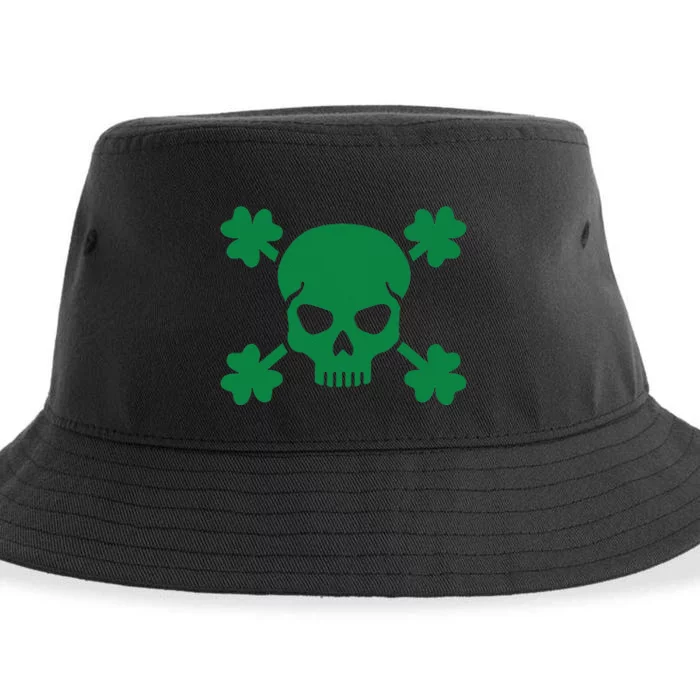 Irish Saint Patricks Day Skull And Crossbones Pirate Sustainable Bucket Hat