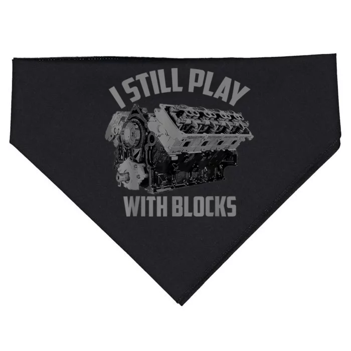 I Still Play With Blocks Racing Maintenance Man Gift USA-Made Doggie Bandana