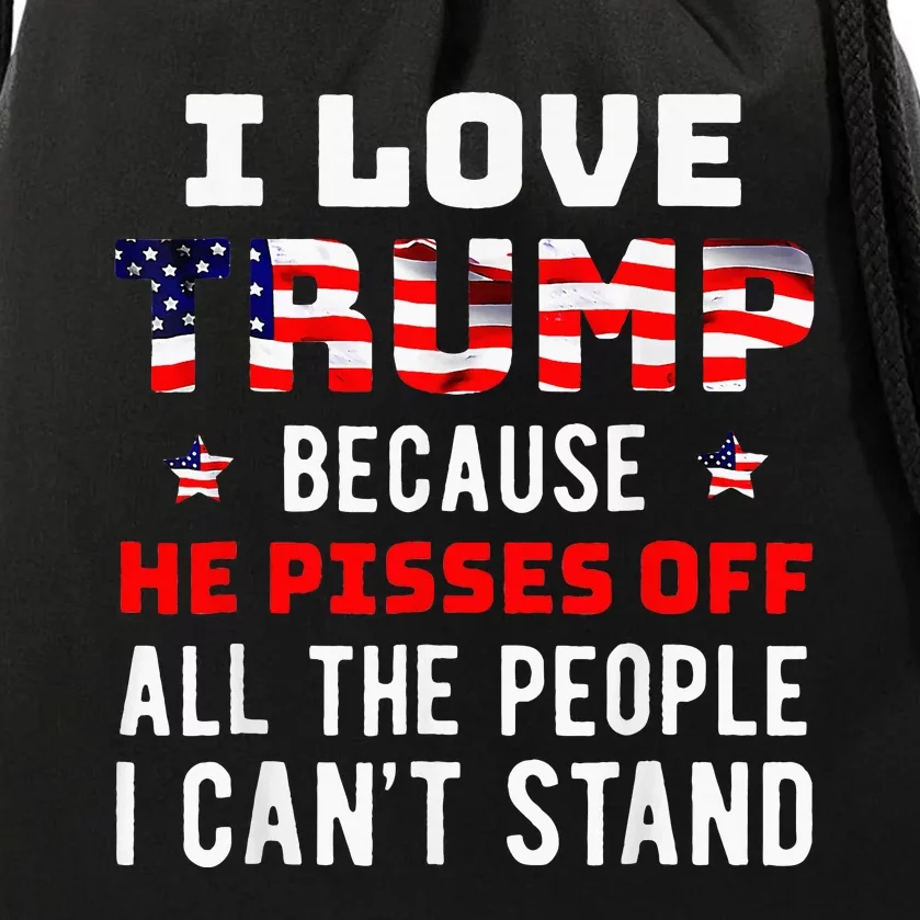 I Stand President Trump American Flag Trump 2024 Drawstring Bag