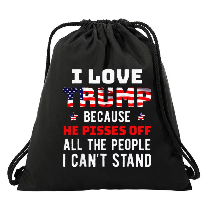 I Stand President Trump American Flag Trump 2024 Drawstring Bag