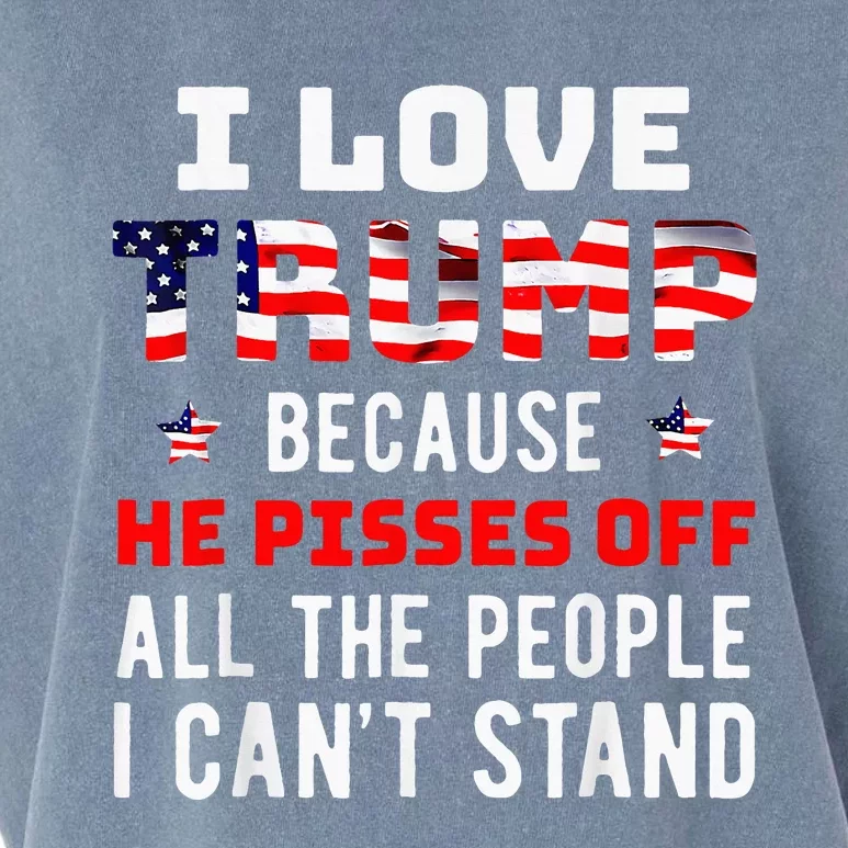 I Stand President Trump American Flag Trump 2024 Garment-Dyed Women's Muscle Tee