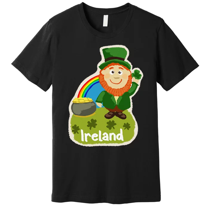 Ireland Saint Patrick's Day Leprechaun Shamrock Green Premium T-Shirt