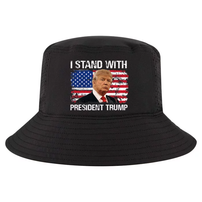 I Stand President Trump American Flag Trump 2024 Men Women Cool Comfort Performance Bucket Hat