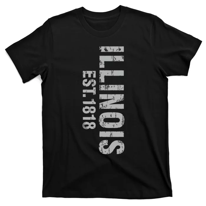 Illinois State Patriotic American Usa Cool Distressed Design T-Shirt