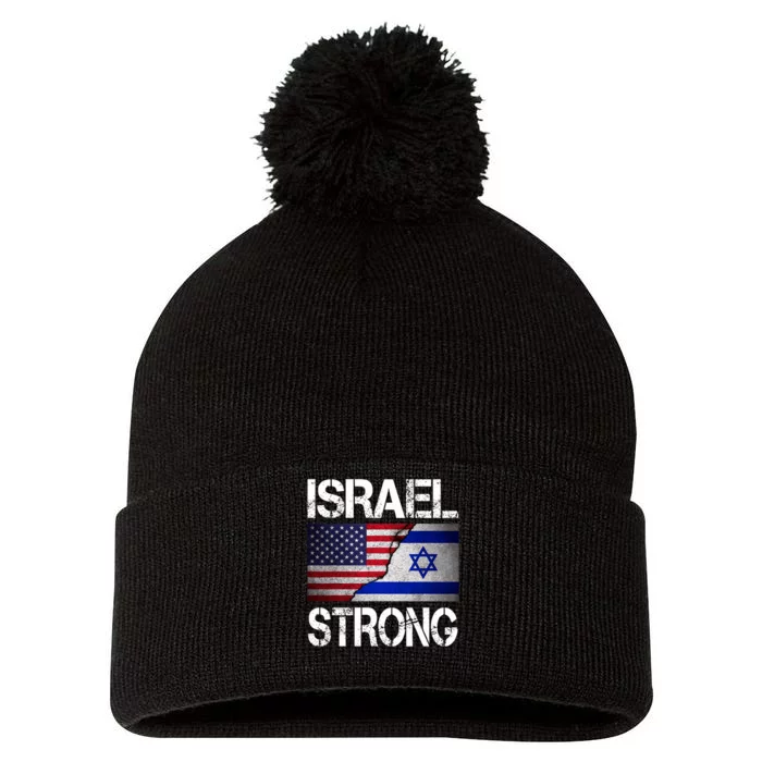 Israel Strong Pray For Israel US Israeli Flag Pom Pom 12in Knit Beanie