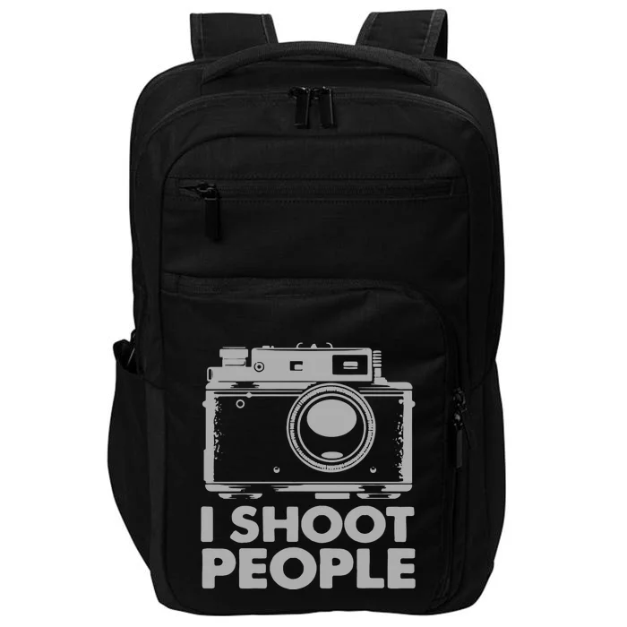 I Shoot People White Camera Impact Tech Backpack