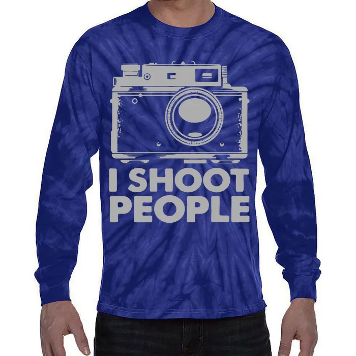 I Shoot People White Camera Tie-Dye Long Sleeve Shirt