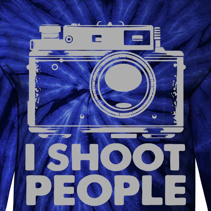 I Shoot People White Camera Tie-Dye Long Sleeve Shirt