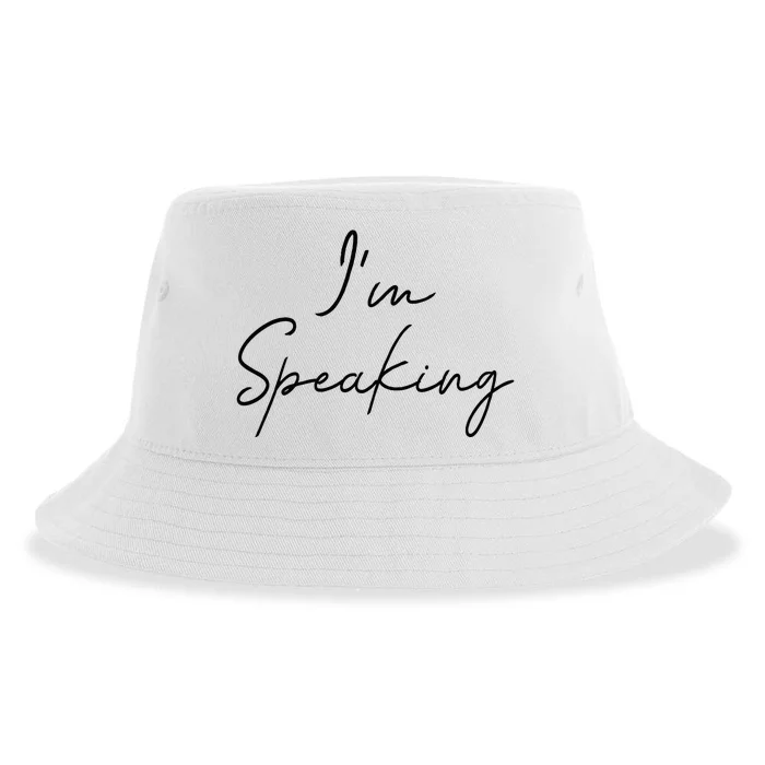 IM Speaking Quote Kamala Harris Joe Biden 2024 Sustainable Bucket Hat