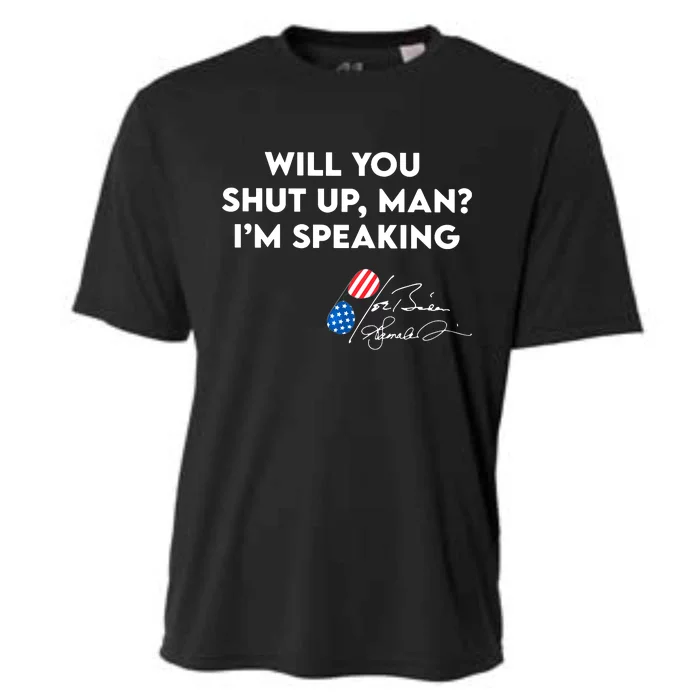 IM Speaking Quote With American Flag Mic Graphic Cooling Performance Crew T-Shirt