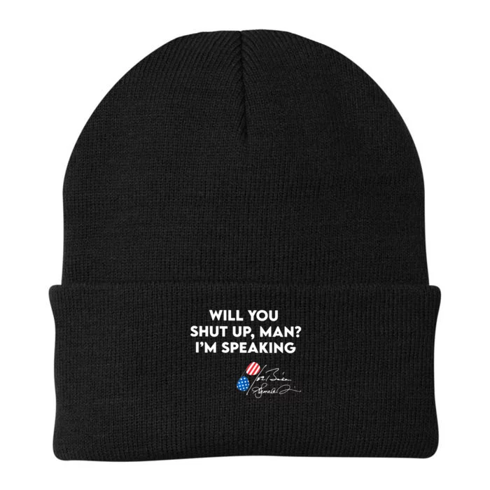 IM Speaking Quote With American Flag Mic Graphic Knit Cap Winter Beanie