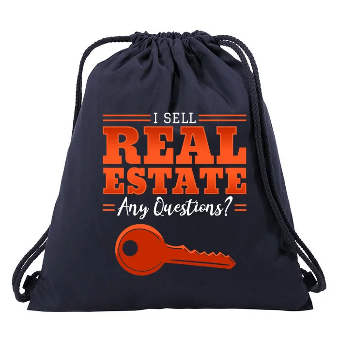 I Sell Real Estate Agent Broker Property Realty Design Drawstring Bag