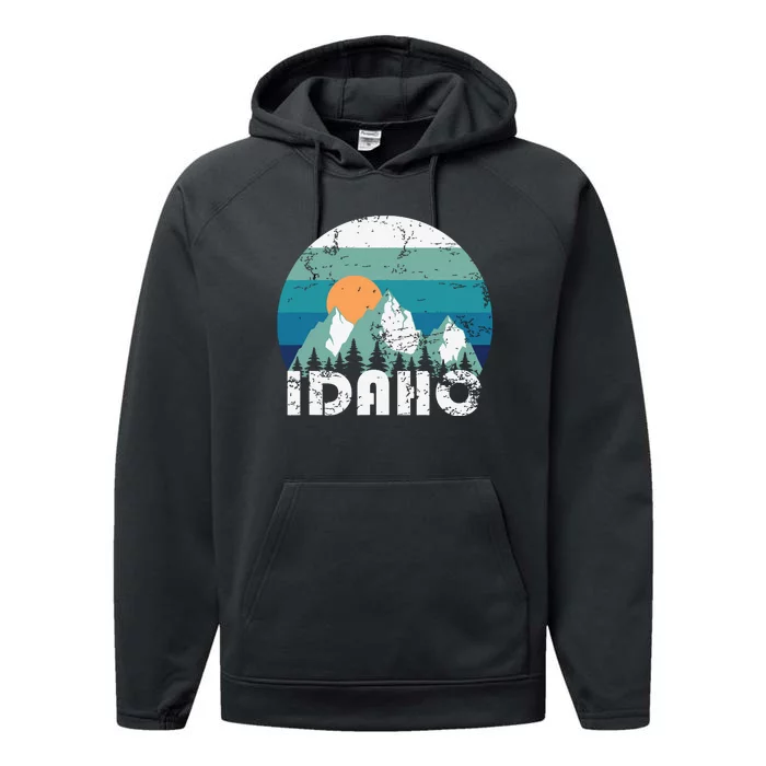 Idaho State Retro Vintage Performance Fleece Hoodie