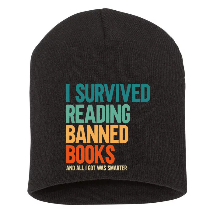 I Survived Reading Banned Books Book Lover Bookaholic Short Acrylic Beanie