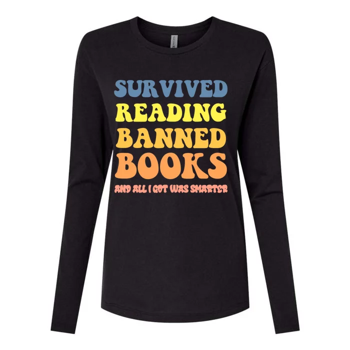 I survived reading banned books reader bookworm bookaholic Womens Cotton Relaxed Long Sleeve T-Shirt