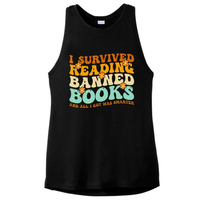 I Survived Reading Banned Books Book Lover Bookaholic Ladies Tri-Blend Wicking Tank