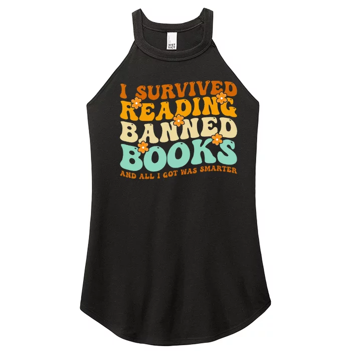 I Survived Reading Banned Books Book Lover Bookaholic Women’s Perfect Tri Rocker Tank