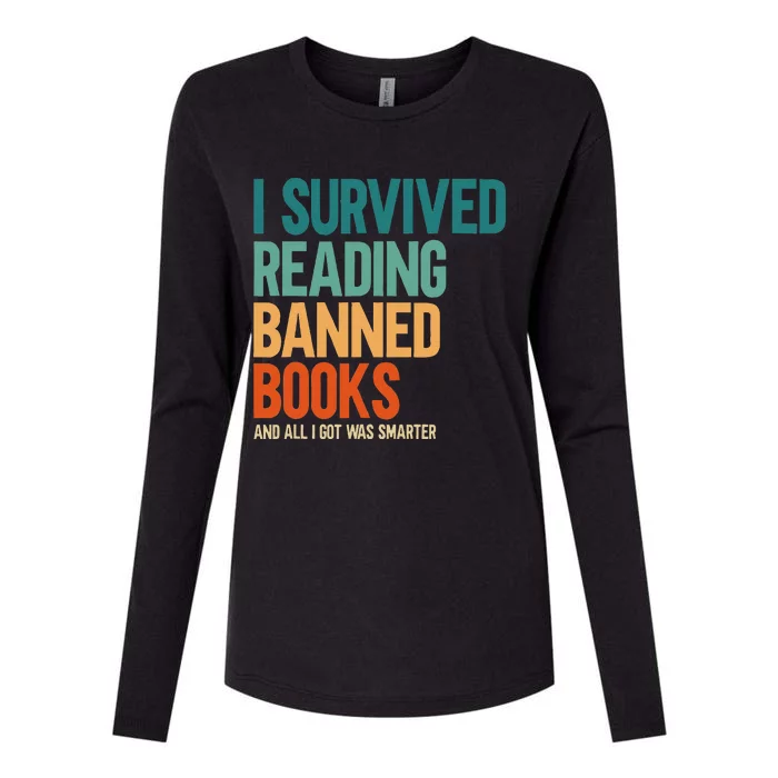 I Survived Reading Banned Books Book Lover Bookaholic Womens Cotton Relaxed Long Sleeve T-Shirt