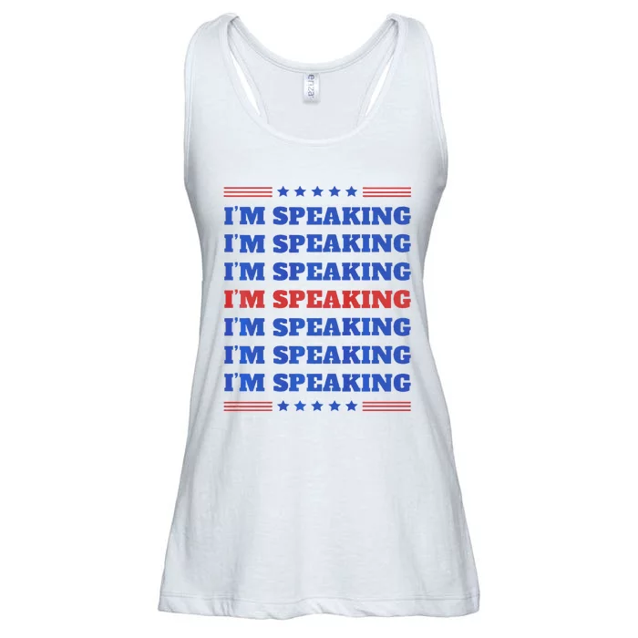 IM Speaking Repeat Stacked Text Usa Kamala 2024 Ladies Essential Flowy Tank