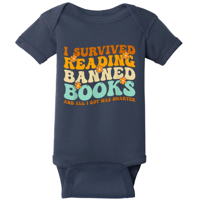 I Survived Reading Banned Books Book Lover Bookaholic Baby Bodysuit