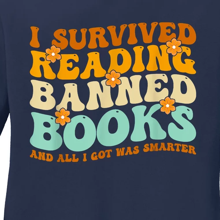 I Survived Reading Banned Books Book Lover Bookaholic Ladies Long Sleeve Shirt