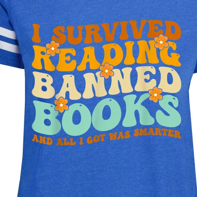 I Survived Reading Banned Books Book Lover Bookaholic Enza Ladies Jersey Football T-Shirt