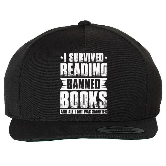 I Survived Reading Banned Books Book Lover Bookaholic Wool Snapback Cap