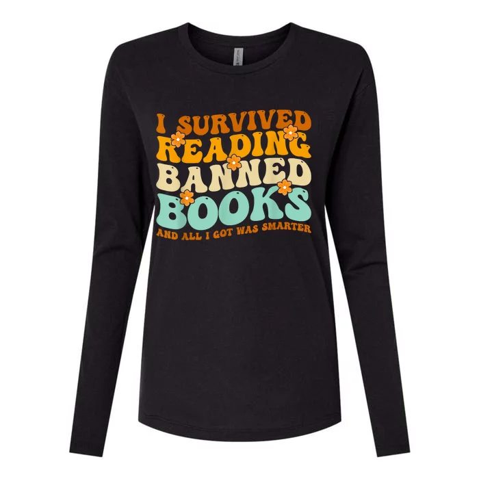 I Survived Reading Banned Books Book Lover Bookaholic Womens Cotton Relaxed Long Sleeve T-Shirt