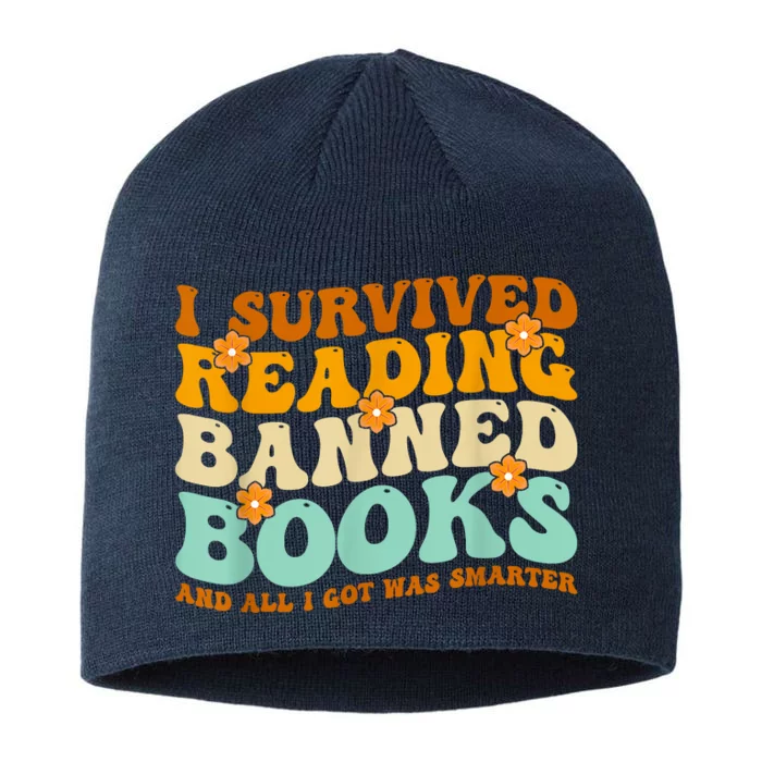 I Survived Reading Banned Books Book Lover Bookaholic 8 1/2in Sustainable Knit Beanie