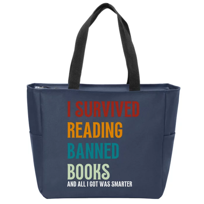 I Survived Reading Banned Books Book Lover Zip Tote Bag