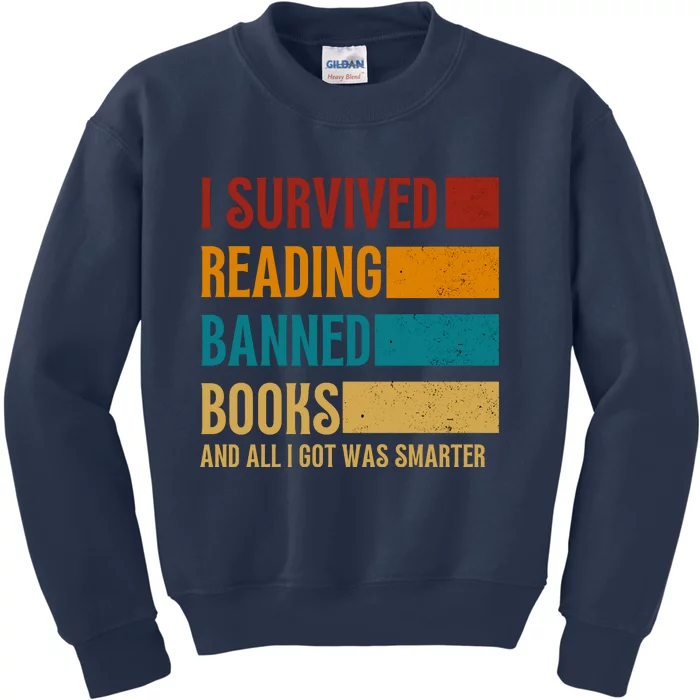 I Survived Reading Banned Books Book Lover Bookaholic Kids Sweatshirt