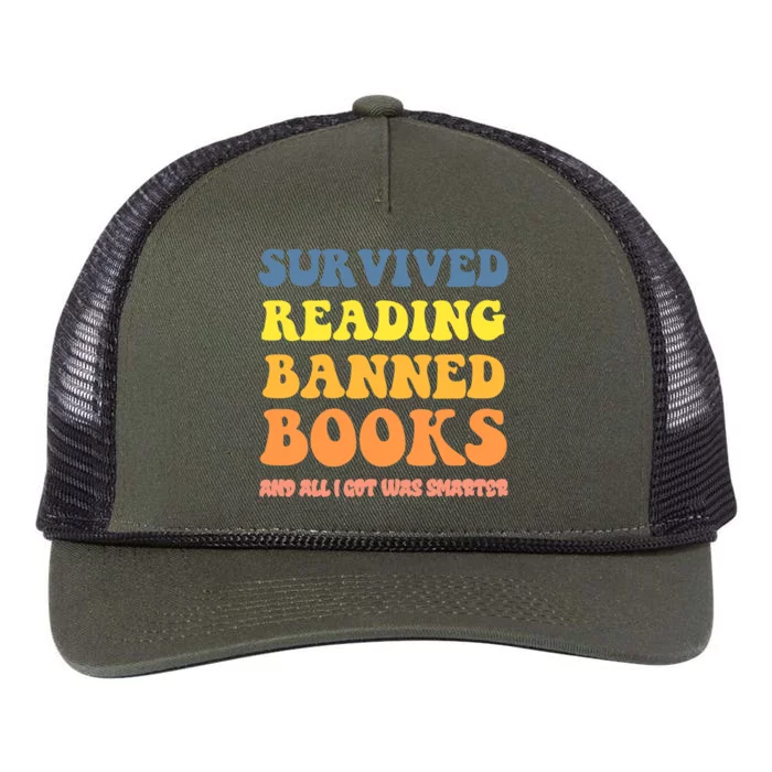 I Survived Reading Banned Books Reader Bookworm Bookaholic Retro Rope Trucker Hat Cap